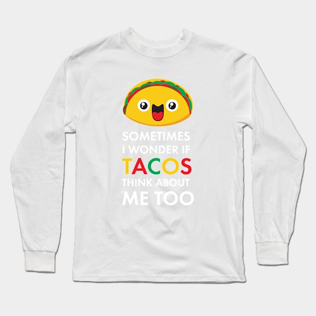 Cute Kawaii Taco Emoji Cinco de Mayo Funny Tace Foodie Mexican Food Gift Long Sleeve T-Shirt by teemaniac